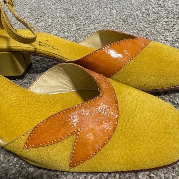 Vintage Italian Leather Yellow and Orange Pumps Size 9 - Picture 7 of 16